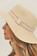 MH0070 Tribal Band Flat Top Sun Hat - MiMi Wholesale
