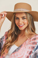 MH0070 Tribal Band Flat Top Sun Hat - MiMi Wholesale
