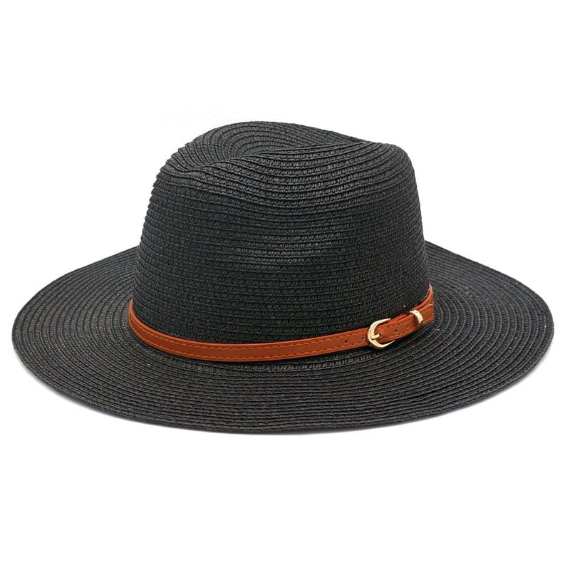 MH0072 Leather Band Fedora Straw Hat - MiMi Wholesale