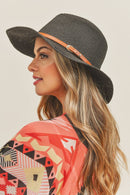 MH0072 Leather Band Fedora Straw Hat - MiMi Wholesale