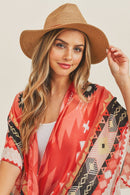 MH0072 Leather Band Fedora Straw Hat - MiMi Wholesale