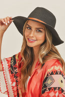 MH0072 Leather Band Fedora Straw Hat - MiMi Wholesale