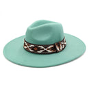 MH0086 Aztec Band Felt Fedora Hat - MiMi Wholesale