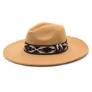 MH0086 Aztec Band Felt Fedora Hat - MiMi Wholesale