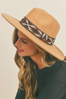 MH0086 Aztec Band Felt Fedora Hat - MiMi Wholesale