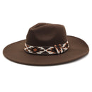 MH0086 Aztec Band Felt Fedora Hat - MiMi Wholesale