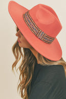 MH0089 AZTEC BAND PANAMA SUMMER HAT - MiMi Wholesale