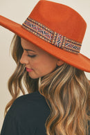 MH0089 AZTEC BAND PANAMA SUMMER HAT - MiMi Wholesale