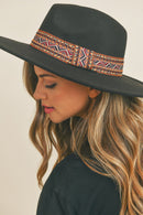 MH0089 AZTEC BAND PANAMA SUMMER HAT - MiMi Wholesale