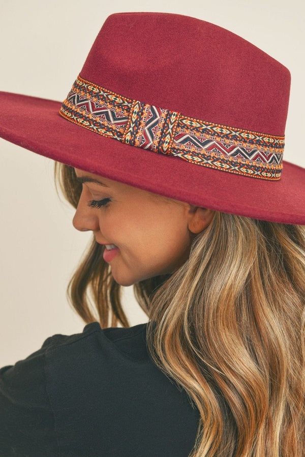 MH0089 AZTEC BAND PANAMA SUMMER HAT - MiMi Wholesale