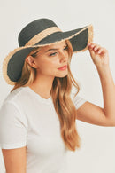 MH0094 Frayed Edge Straw Floppy Hat - MiMi Wholesale