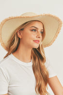 MH0094 Frayed Edge Straw Floppy Hat - MiMi Wholesale