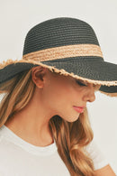 MH0094 Frayed Edge Straw Floppy Hat - MiMi Wholesale
