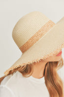 MH0094 Frayed Edge Straw Floppy Hat - MiMi Wholesale