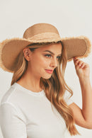 MH0094 Frayed Edge Straw Floppy Hat - MiMi Wholesale