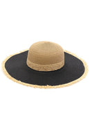 MH0094 Frayed Edge Straw Floppy Hat - MiMi Wholesale