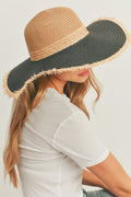 MH0094 Frayed Edge Straw Floppy Hat - MiMi Wholesale