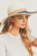 MH0094 Frayed Edge Straw Floppy Hat - MiMi Wholesale