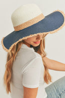 MH0094 Frayed Edge Straw Floppy Hat - MiMi Wholesale