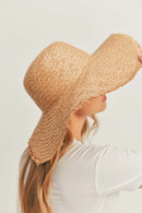 MH0095 Floppy Straw Sun Hat with Frayed Edges - MiMi Wholesale