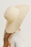 MH0095 Floppy Straw Sun Hat with Frayed Edges - MiMi Wholesale