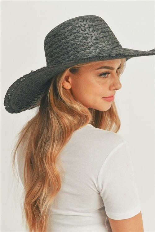 MH0095 Floppy Straw Sun Hat with Frayed Edges - MiMi Wholesale