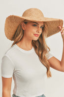 MH0095 Floppy Straw Sun Hat with Frayed Edges - MiMi Wholesale