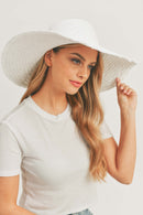 MH0095 Floppy Straw Sun Hat with Frayed Edges - MiMi Wholesale