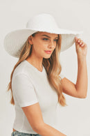 MH0095 Floppy Straw Sun Hat with Frayed Edges - MiMi Wholesale