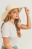 MH0095 Floppy Straw Sun Hat with Frayed Edges - MiMi Wholesale