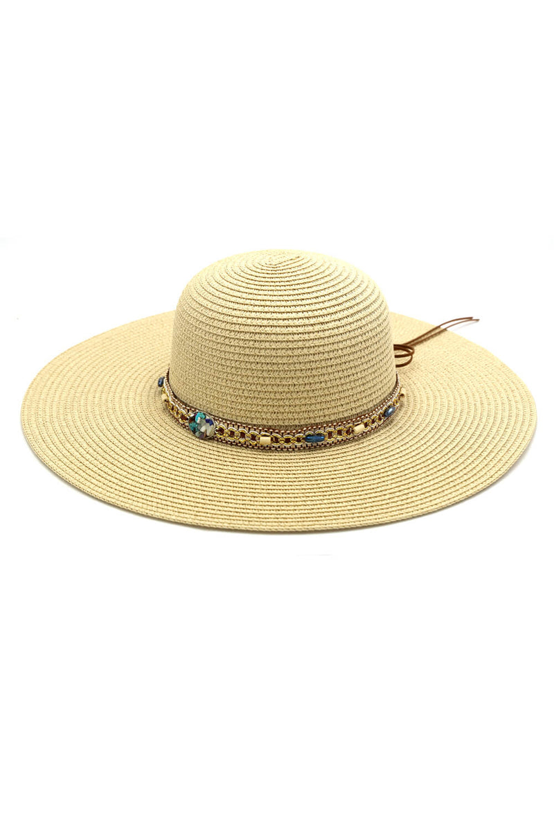 MH0103 Multi Beaded Band Floppy Hat - MiMi Wholesale