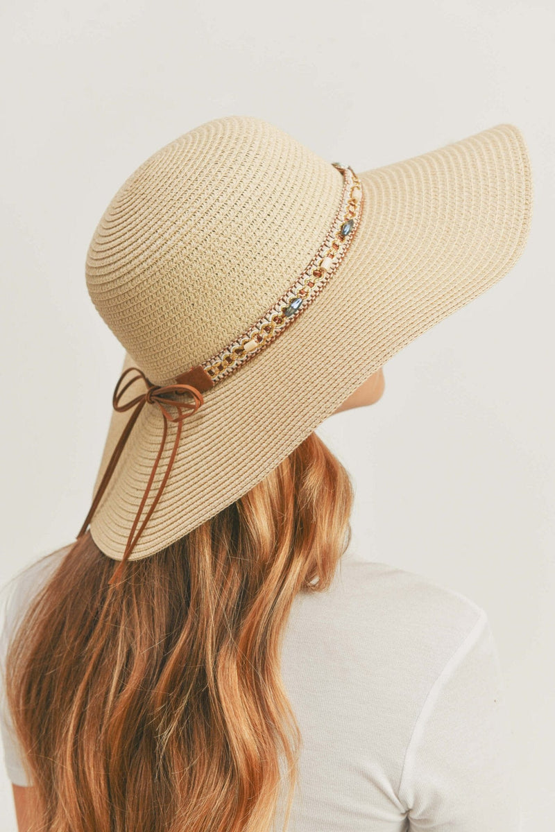 MH0103 Multi Beaded Band Floppy Hat - MiMi Wholesale