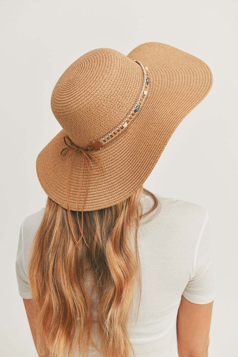 MH0103 Multi Beaded Band Floppy Hat - MiMi Wholesale