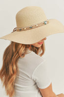 MH0103 Multi Beaded Band Floppy Hat - MiMi Wholesale