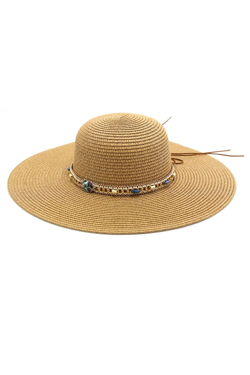 MH0103 Multi Beaded Band Floppy Hat - MiMi Wholesale