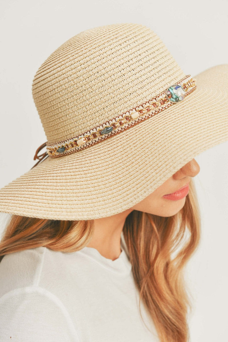 MH0103 Multi Beaded Band Floppy Hat - MiMi Wholesale