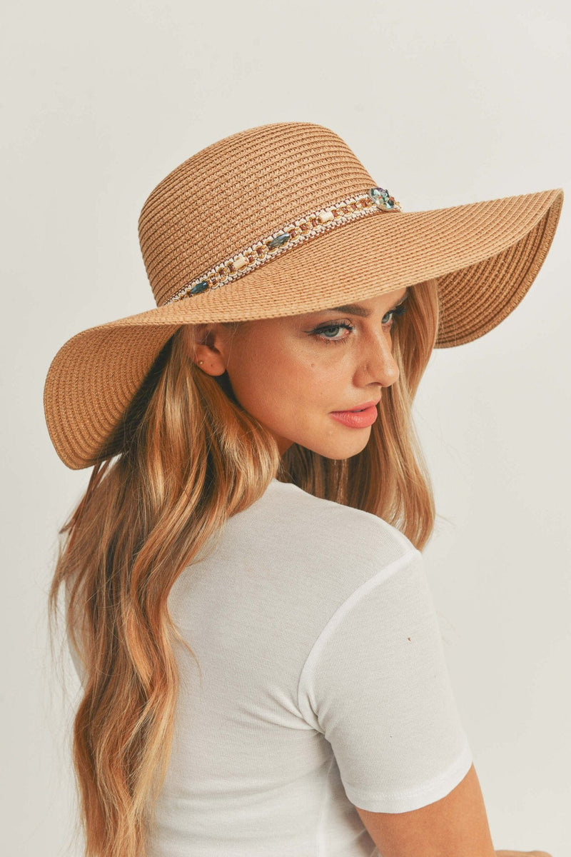 MH0103 Multi Beaded Band Floppy Hat - MiMi Wholesale