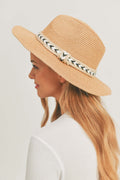 MH0108 Black and White Braided Jute Band Panama Hat - MiMi Wholesale