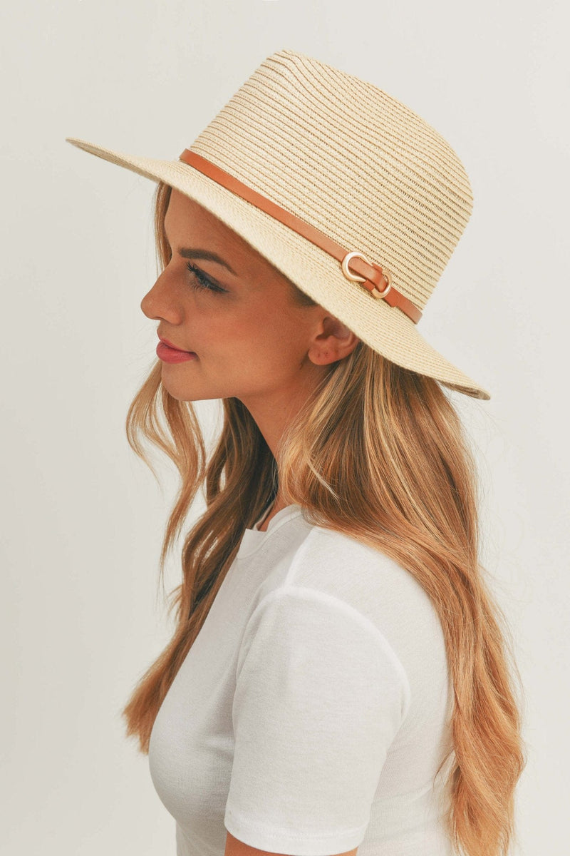 MH0114 PU Leather Band Panama Hat - MiMi Wholesale