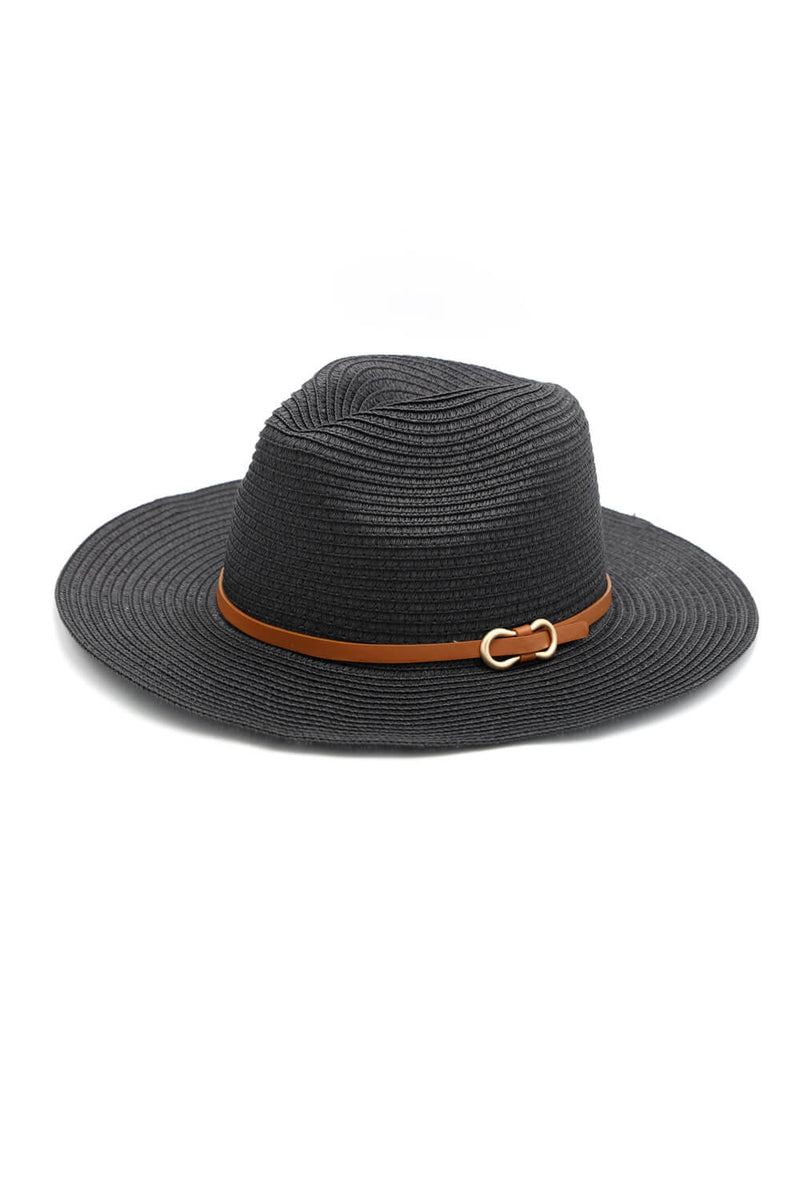 MH0114 PU Leather Band Panama Hat - MiMi Wholesale