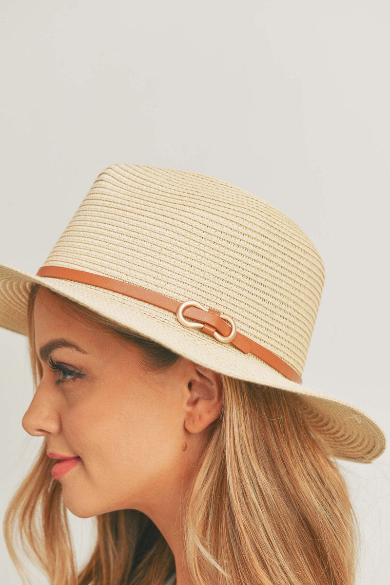 MH0114 PU Leather Band Panama Hat - MiMi Wholesale