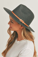 MH0114 PU Leather Band Panama Hat - MiMi Wholesale