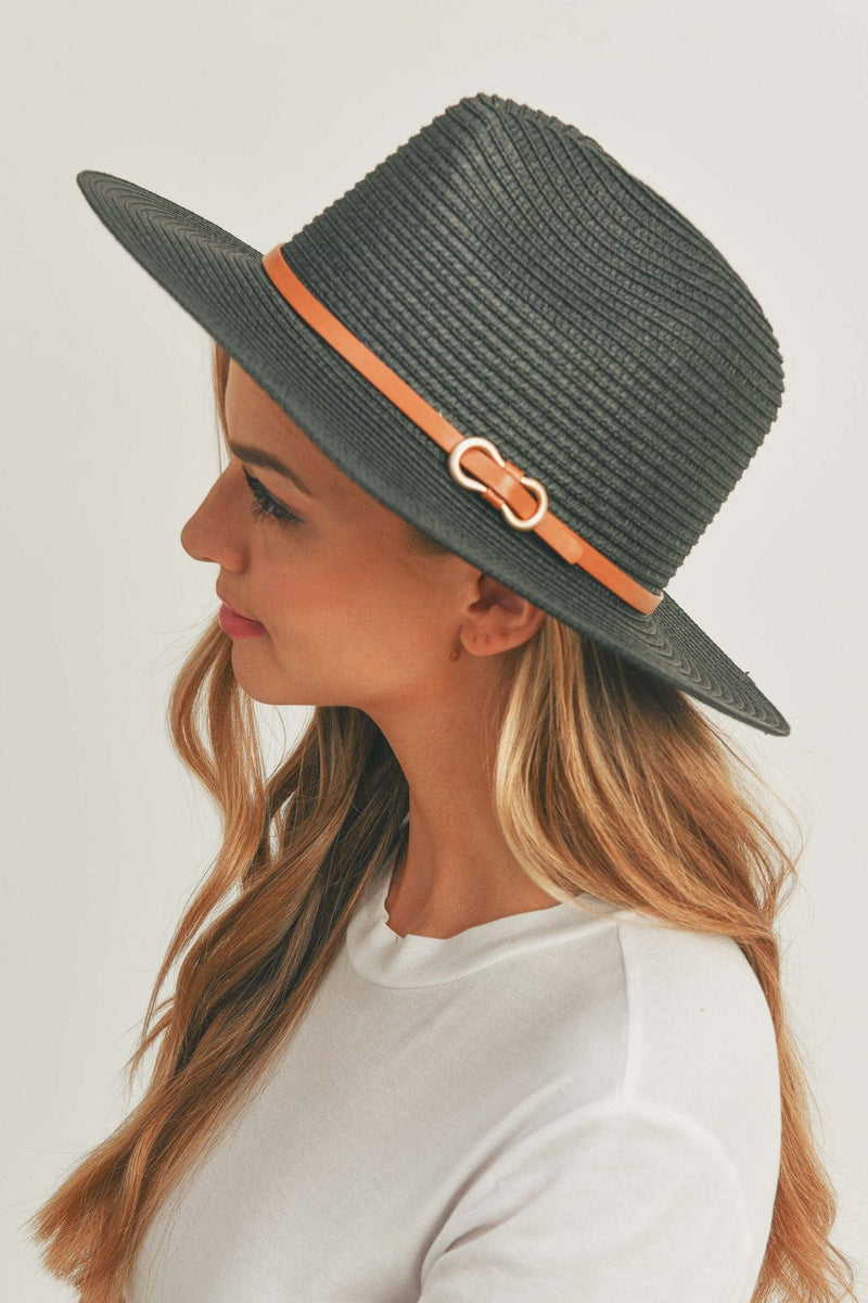 MH0114 PU Leather Band Panama Hat - MiMi Wholesale