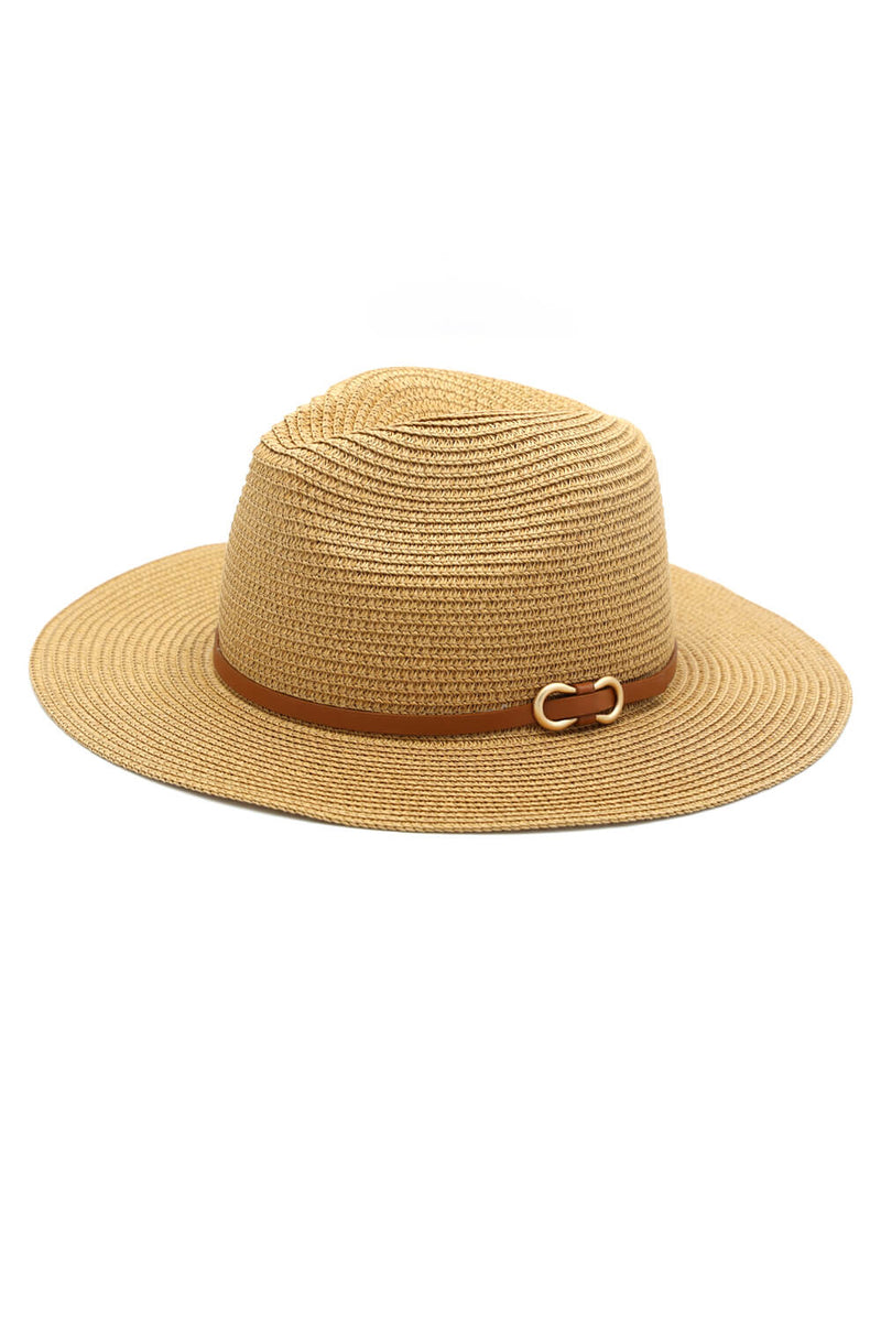 MH0114 PU Leather Band Panama Hat - MiMi Wholesale