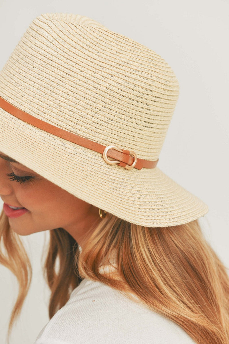 MH0114 PU Leather Band Panama Hat - MiMi Wholesale