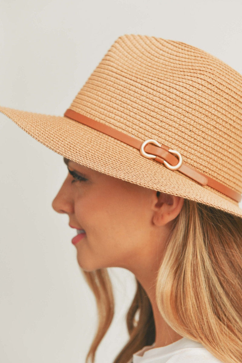 MH0114 PU Leather Band Panama Hat - MiMi Wholesale