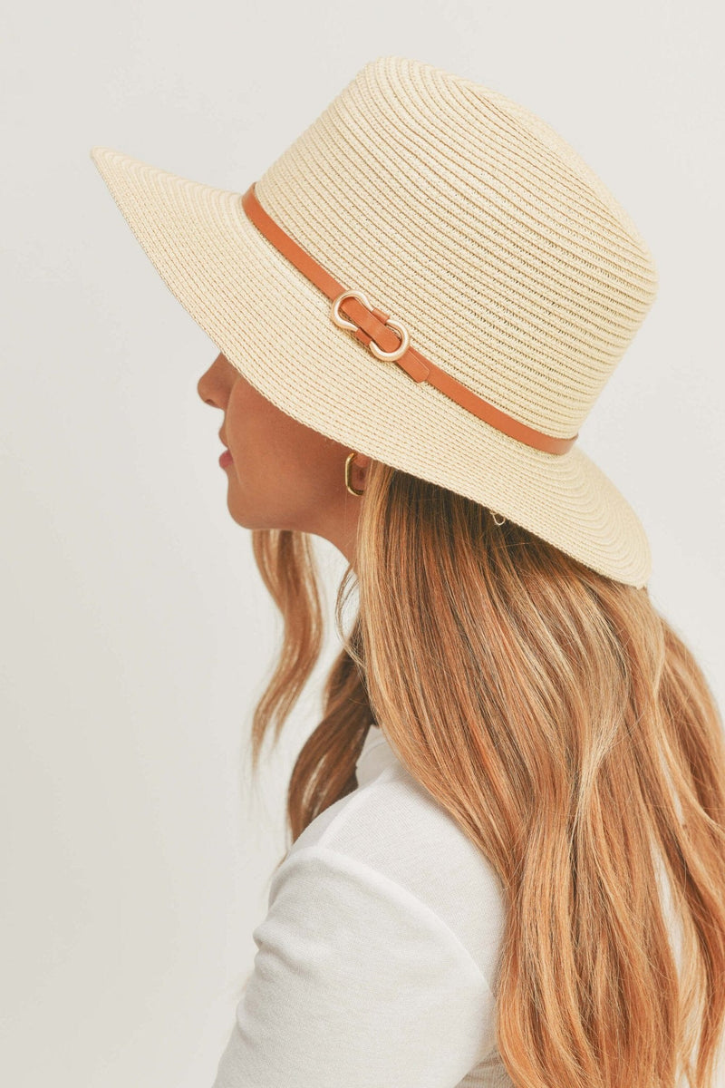 MH0114 PU Leather Band Panama Hat - MiMi Wholesale