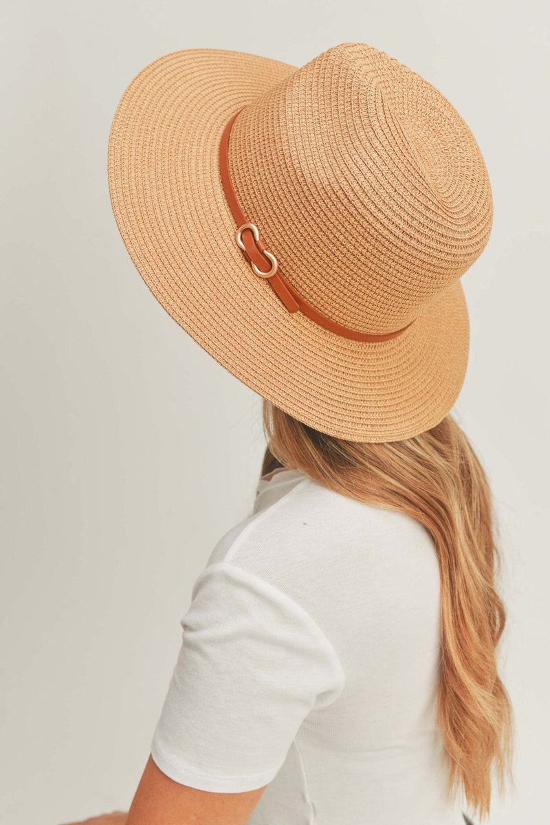 MH0114 PU Leather Band Panama Hat - MiMi Wholesale