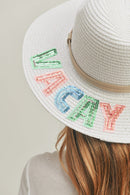 MH0117 Sequin Letter "Vacay Vibe" Panama Hat - MiMi Wholesale