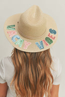 MH0117 Sequin Letter "Vacay Vibe" Panama Hat - MiMi Wholesale